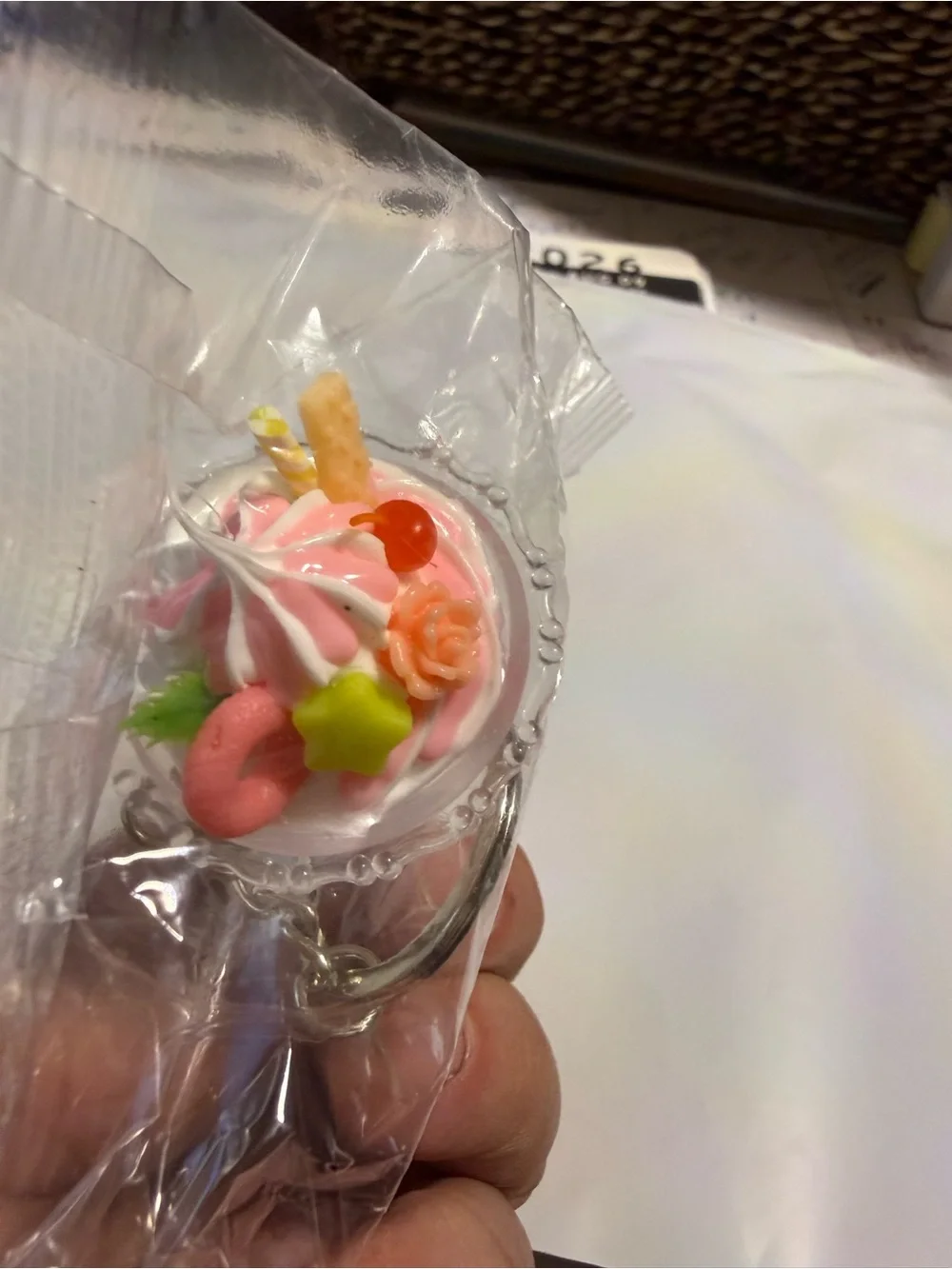 Pink & White Mini Dessert Charm Keychain